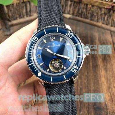 Replica Blancpain Fifty Fathoms Tourbillon Blue Dial With Bezel Watch